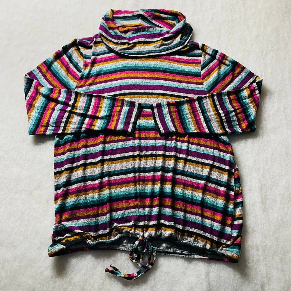 NWT Lane Bryant Womens Multicolor Striped Front Knot Hem Sweater Size 18/20